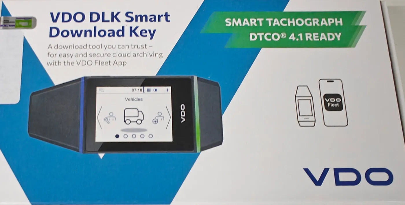 VDO DLK Smart Download Key, het uitleesapparaat dat Tacho Nederland levert voor het uitlezen van tachograaf en bestuurderskaart